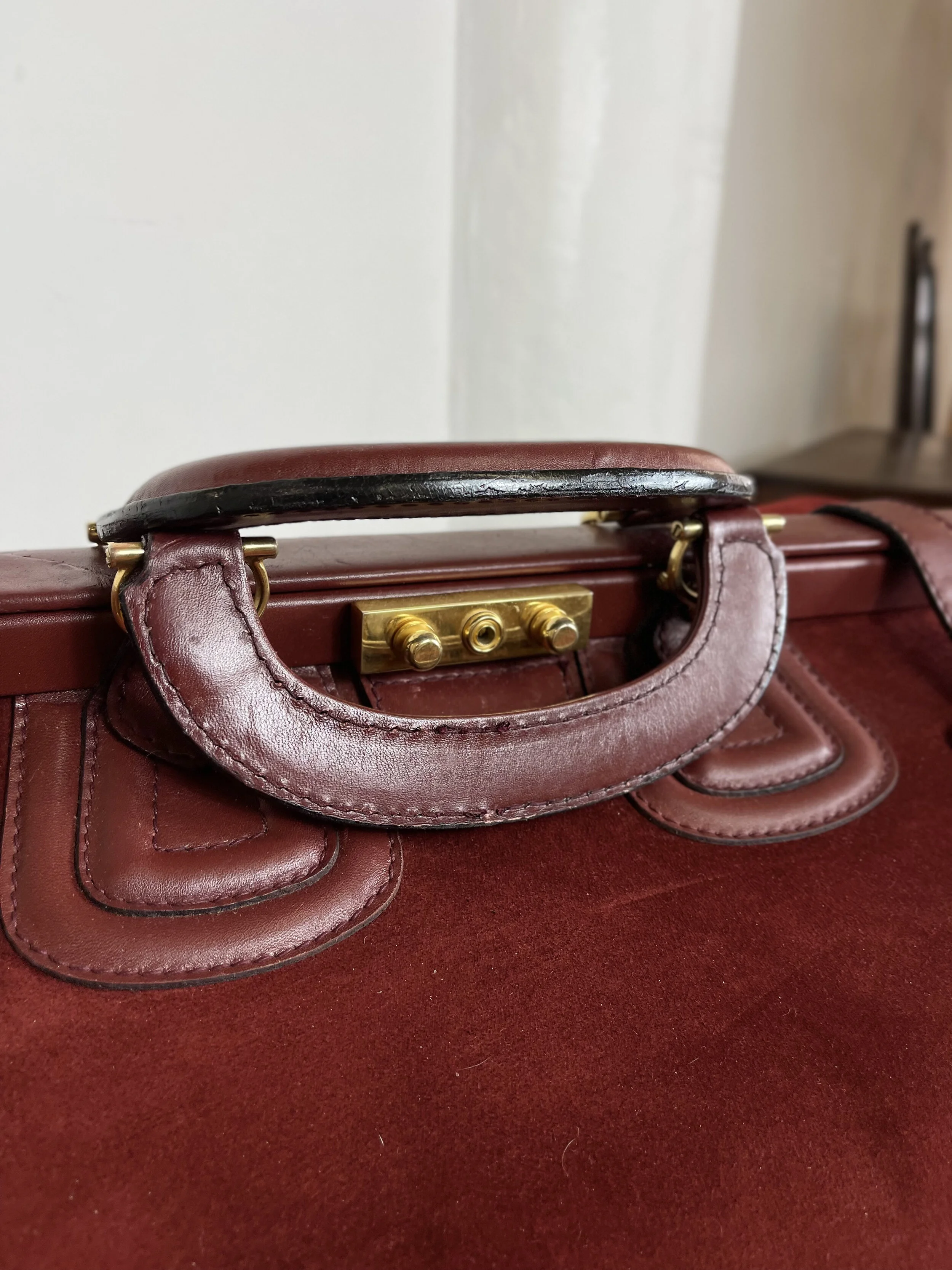 Vintage 1984 Le Must De Cartier Trunk Luggage with signature Red